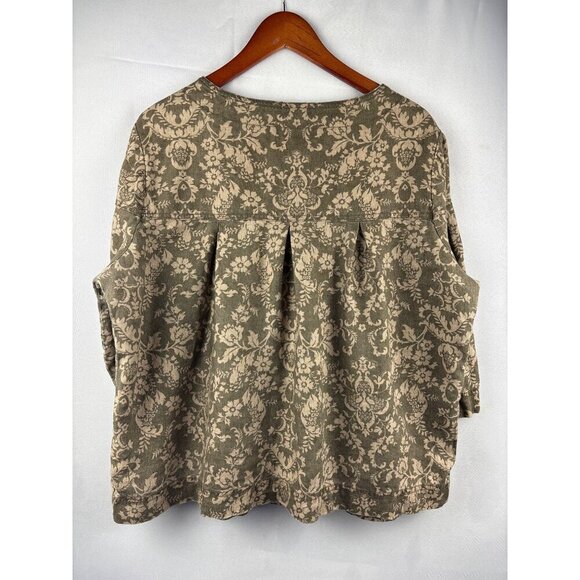 Caslon Womens 16W Linen Floral Print Jacket Brown - Picture 6 of 6